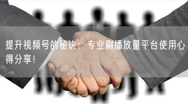 提升视频号的秘诀：专业刷播放量平台使用心得分享！